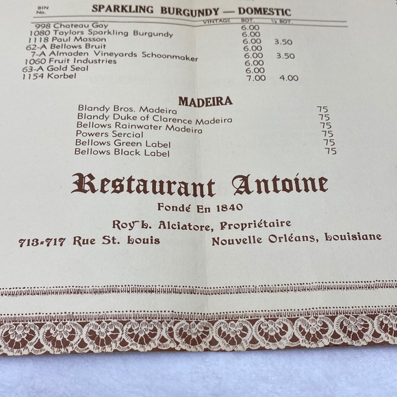 Antique Antoine's Wine List Restaurant New Orleans Louisiana Vintage Menu - Picture 11 of 14